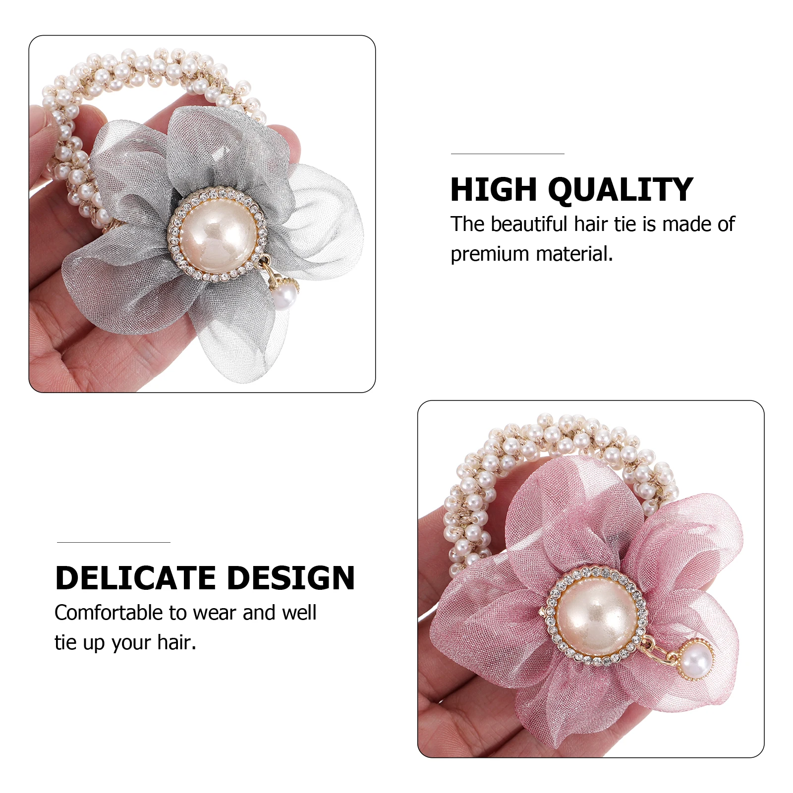 

5Pcs Sunflower GirlsHairRope Girls Hair Rope PearlBeads PonytailHolder WomenHeaddress Comfortable EverydayWear Gifts