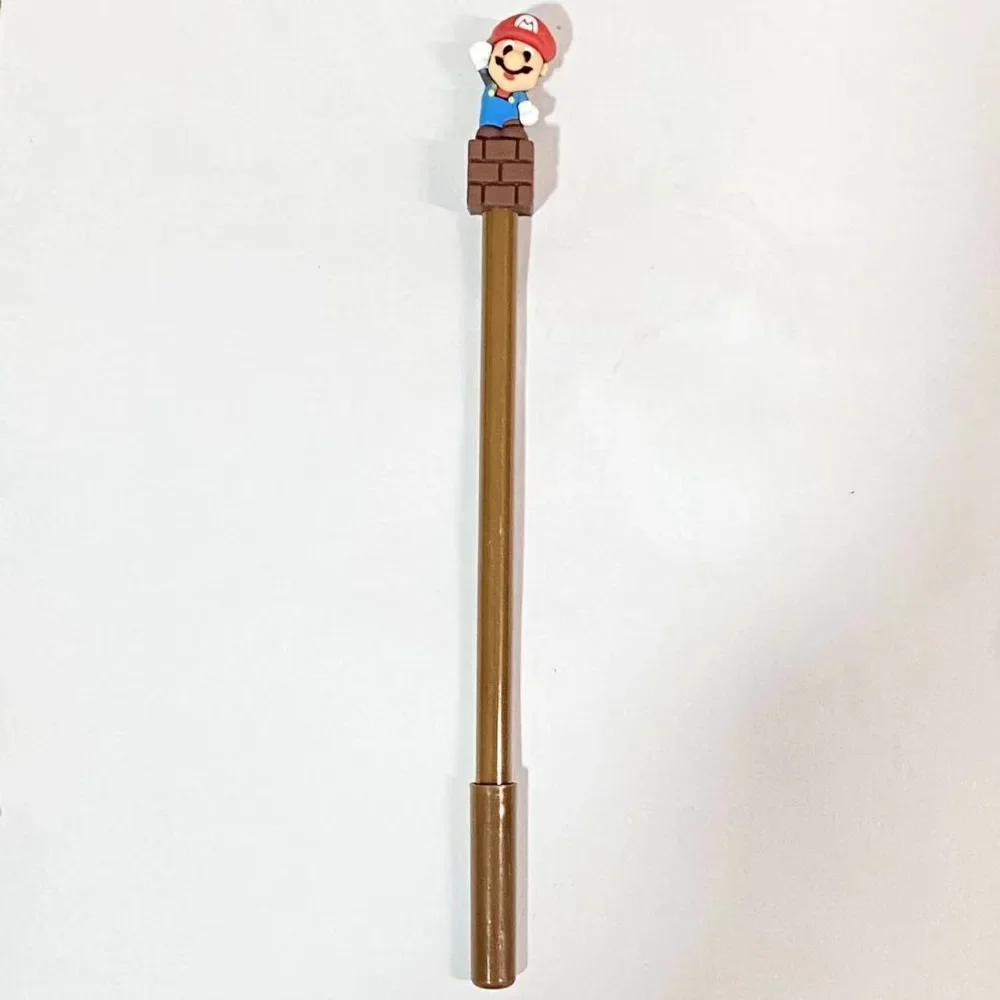 6/4 pçs super mario bros 0.5mm gel caneta preto anime figura brinquedo cogumelo dos desenhos animados sinal canetas estudante escola supplie