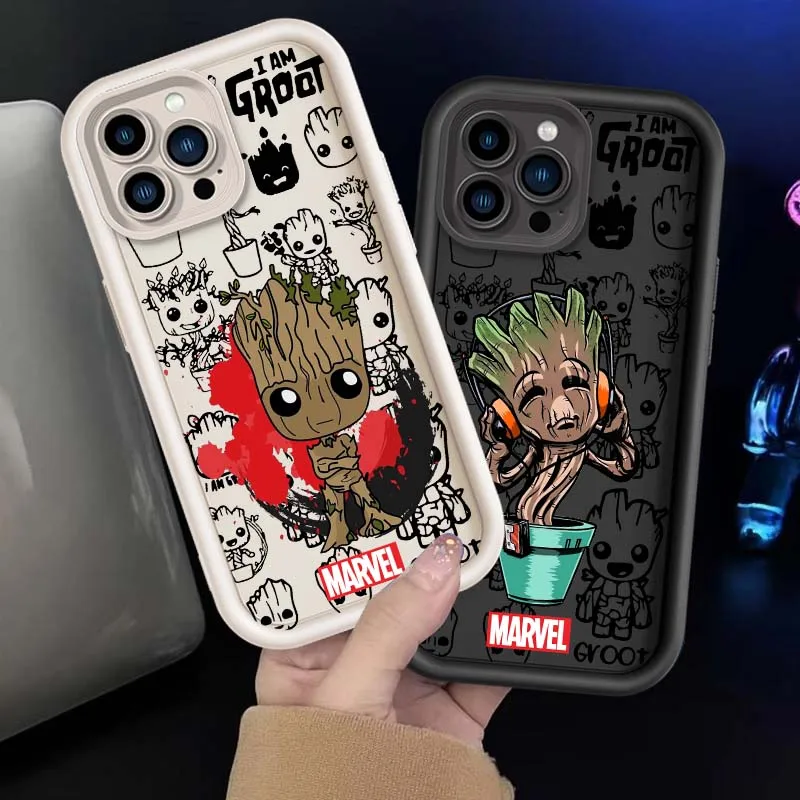 

Marvel Comics Groot For Apple iPhone 16 15 14 13 12 11 Pro Max Plus Eye Ladder Soft TPU Silicone Cover