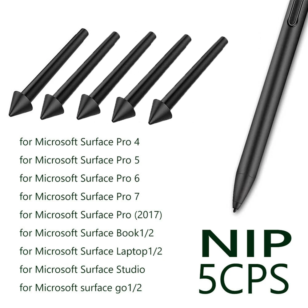 

5pcs 2H Pencil Tip Replacement Stylus Nib Tip Accessories Capacitive Stylus Nib High Sensitivity for Microsoft Surface Pro 7/6/5