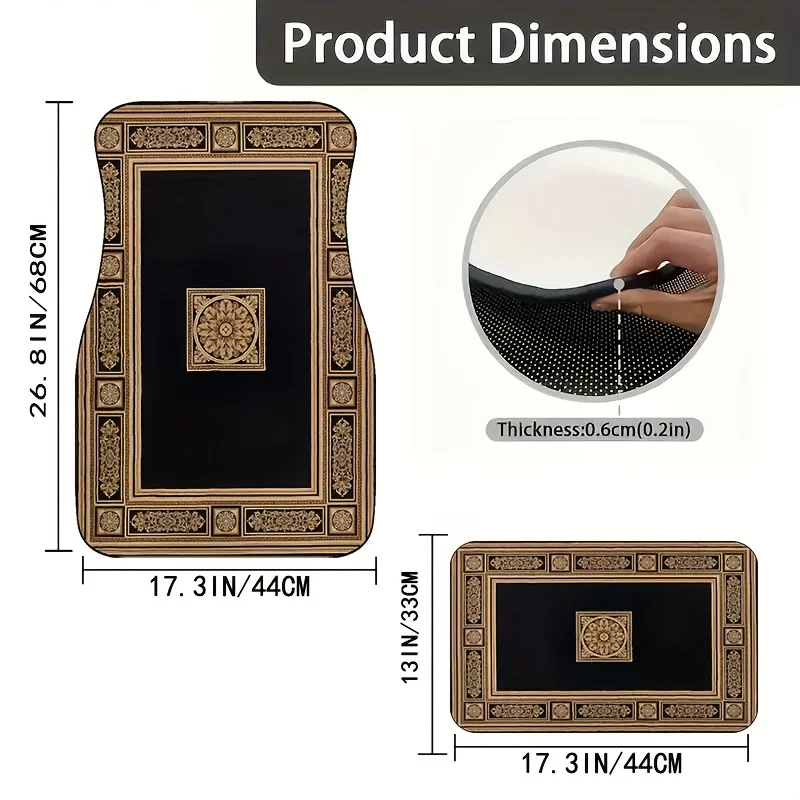 4 قطع من سجادات أرضية السيارة المغربية العتيقة، مناسبة لجميع المقعد الأمامي والخلفي لجميع المركبات، وصلات سيارة عصرية ومتينة #2