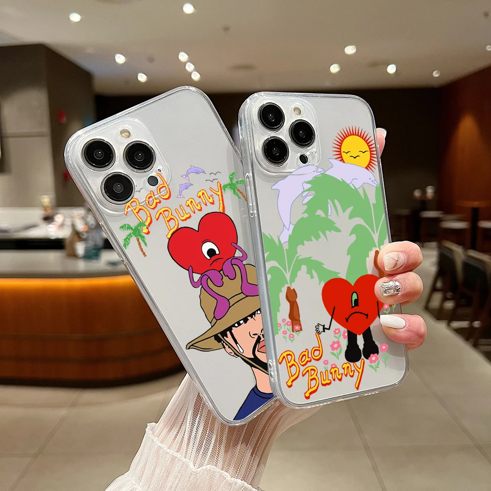 B-Bad Bunny X100pre Phone Case For iPhone 14 13 12 11 15 Pro Max 13Mini SE X XR XS Max 15Plus Transparent Covers Fundas