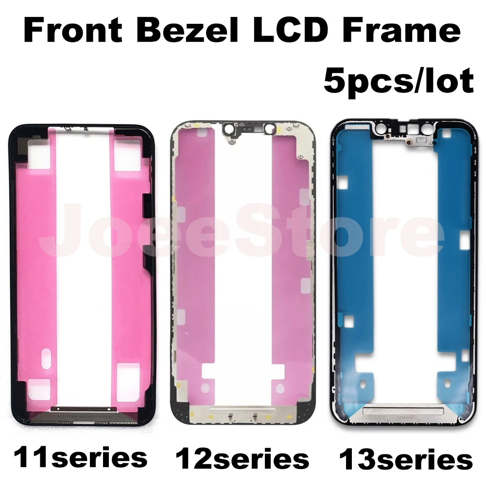 5pcs Front Bezel Frame LCD Screen Holder For iPhone 15 14 13 12 11 Pro Max Mini Display Middle Chassis Frames With Adhesive Tape