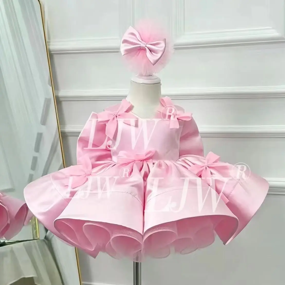 Elegant Toddler Pageant Dress  Sweet Pink Sleeveless Puffy Birthday Prom Dresess Girl Communion Puffy Princess Dres Wedding Cere