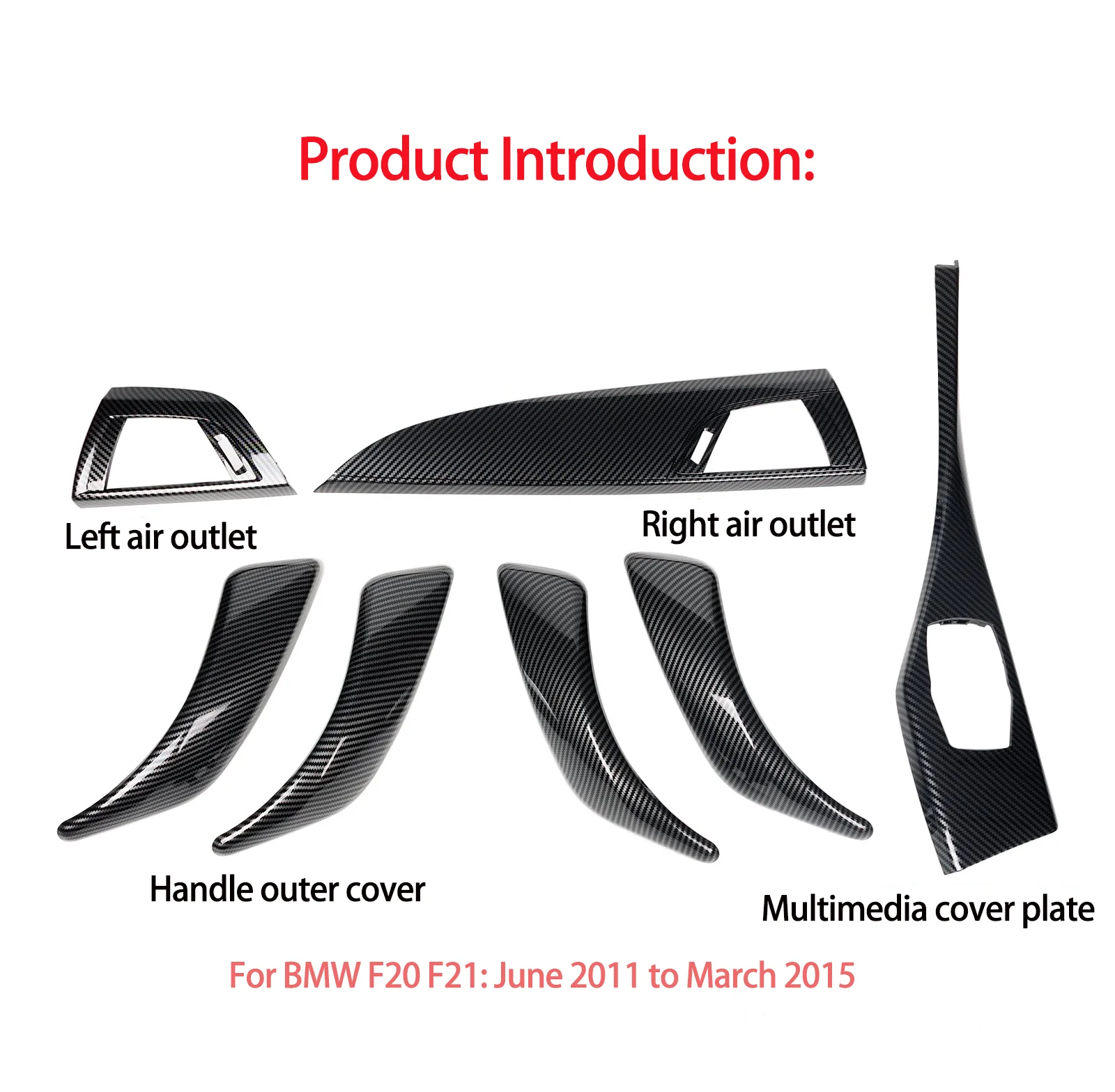 Suitable for BMW F20 F21 1 series 2 series interior dashboard replacement set of 7 pieces before 2011-2015 models