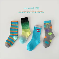 4 Pairs Kids Socks Spring Cotton Socks Children Mid-Calf Socks