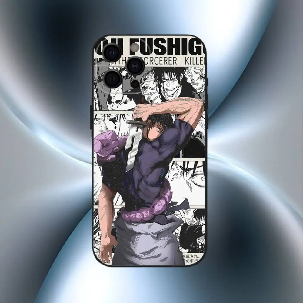 Casing HP Toji Fushiguro Jujutsu Kaisen Untuk iPhone17,16,15,14,13,12,11 Plus,Pro Max Bahan Lembut Warna Hitam