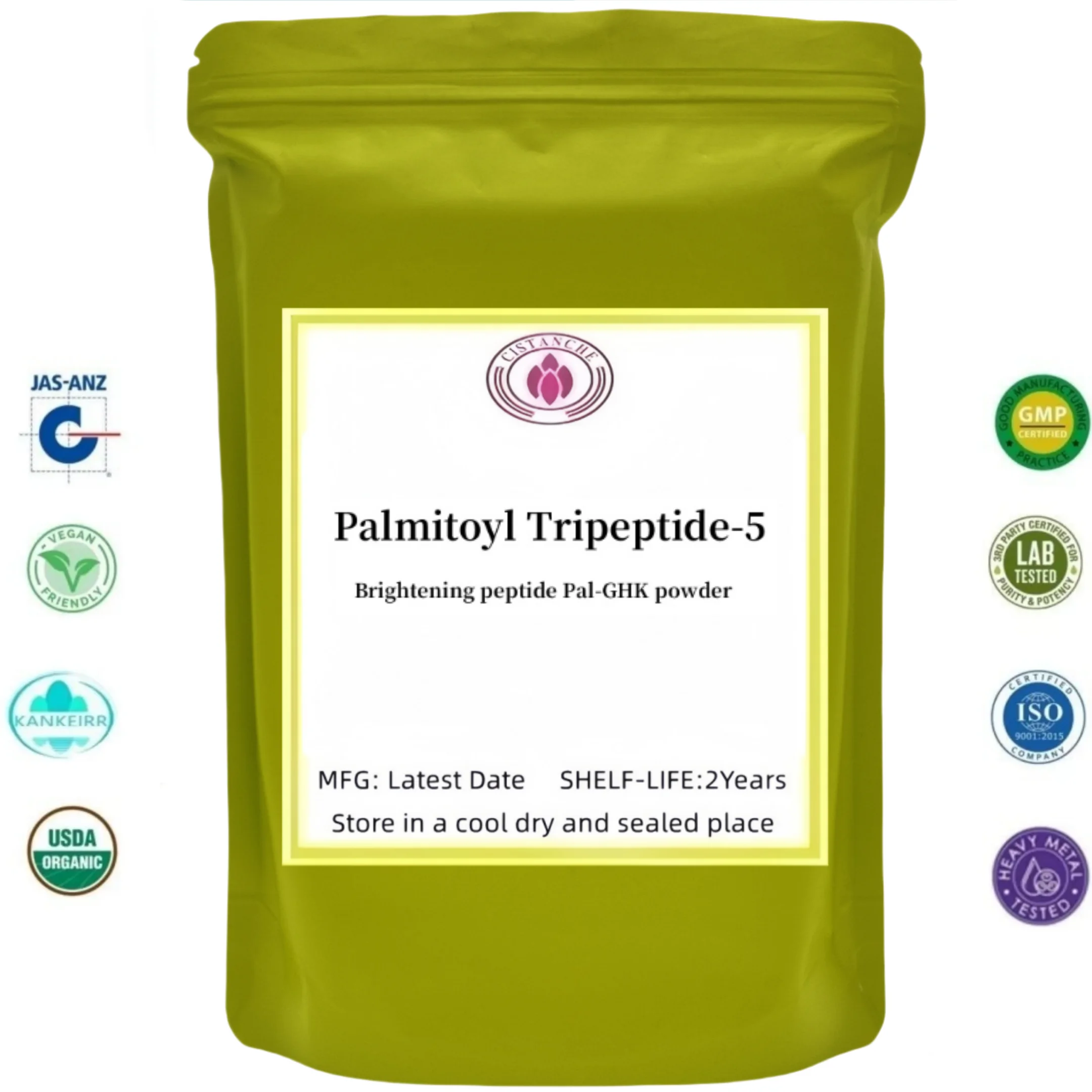 

Palmitoyl Tripeptide-5 Порошок для отбеливания кожи, осветляющий пептид Cas 623172-56-5 Palmitoyl Tripeptide-5