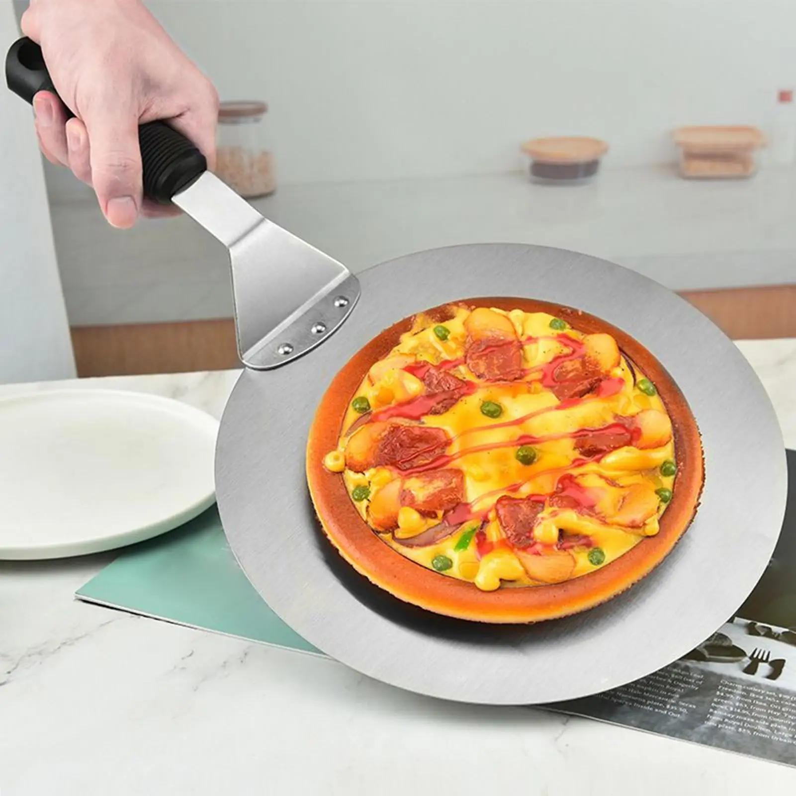 

Stainless Steel Pizza Shovel Non-Stick Pizza Peel with Handle Cake Lifter Transfer Tray for Homemade Baking Pizza Bread