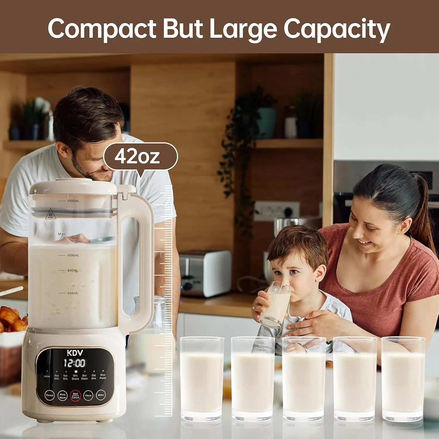 8 in 1 อัตโนมัตินมถั่วเครื่องทํา,40oz นมถั่วเหลืองเครื่องปั่นสําหรับอัลมอนด์,ข้าวโอ๊ต,มะพร้าว, พืช-จากการลงทุน & Non-Dairy Milks/Beve