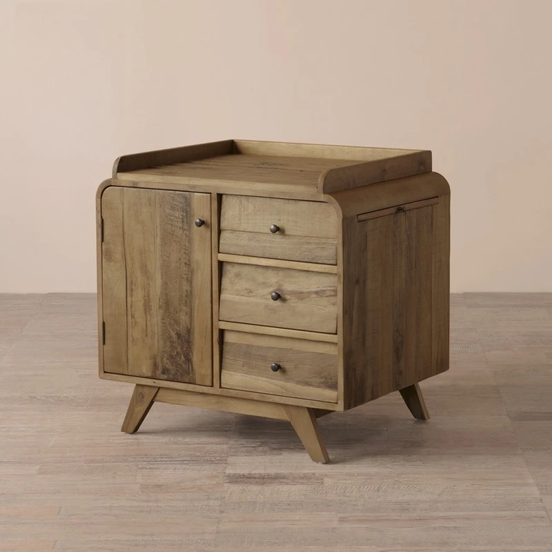 Ancient wood tea cabinet, old wood storage wine cabinet, guest room refrigerator cabinet