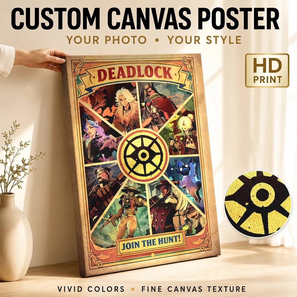 Deadlock 'Join The Hunt!' Canvas Poster Customized Photo Illustrated Wall Art For Entertainment Room, Gaming Enthusiast Gift