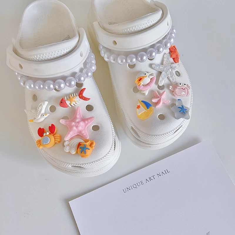 Summer Ocean Breeze Series Sandals Charms Decoration Creative Starfish Pearl Shell Shoe Buckle DIY Garden Shoes 3D Accessories