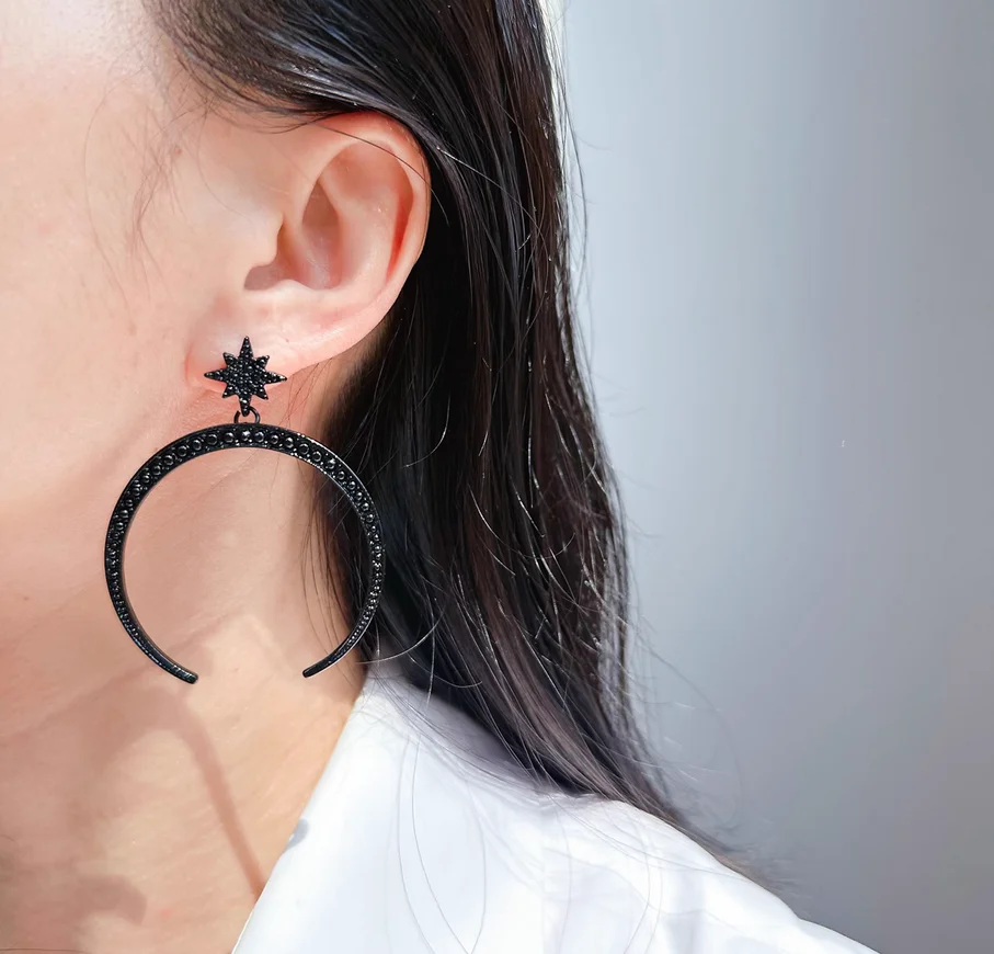 

Ювелирные изделия для внешней торговли в европейском и американском стиле, темные звезды, преувеличенные серьги, ожерелье с подвеской в виде ключа и черепа на Хэллоуин