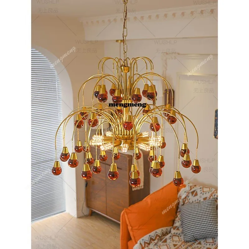 

Medieval chandelier handmade glass dining room bedroom light French retro living room light