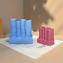 2-Size Book Candle Silicone Mold DIY Bookshelf Silicone Mold Making Resin Gypsum Cement Aromatherapy Candle Soap Home Decoration