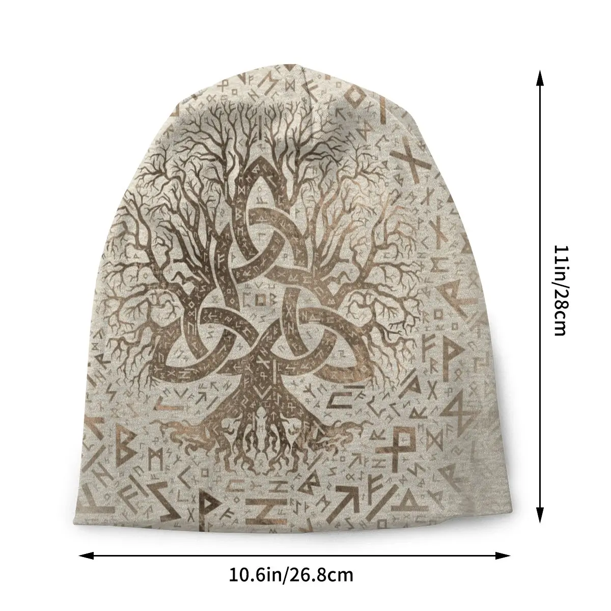 Tree Of Life With Triquetra And Futhark Pastel Gold Bonnet Beanie Knit Hat Hip Hop Viking Norse Yggdrasil Skullies Beanies Cap