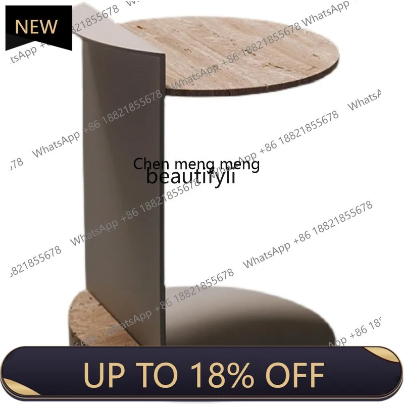 Cream wind tunnel stone living room sofa small coffee table movable Nordic light luxury marble creative corner table