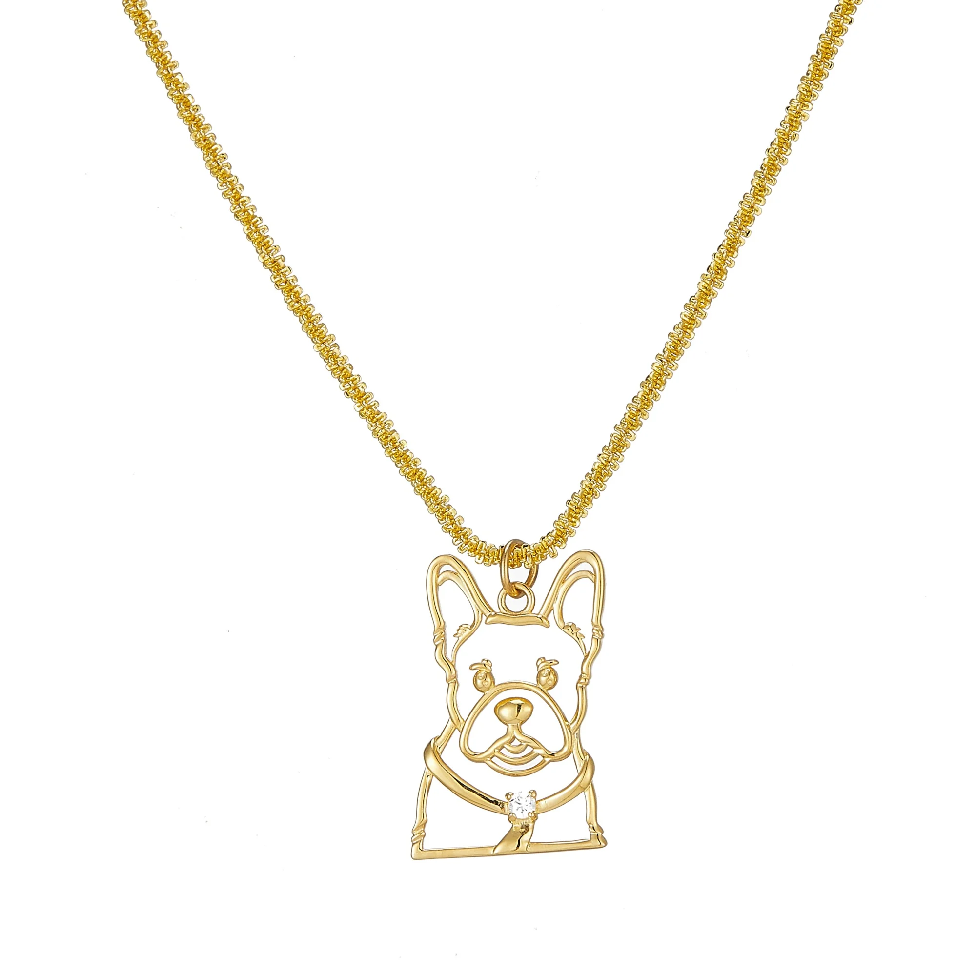 14k Real Solid Gold French Bulldog Necklace Personalized Pet Pendant  Pet Portrait Gifts Pet Jewelry