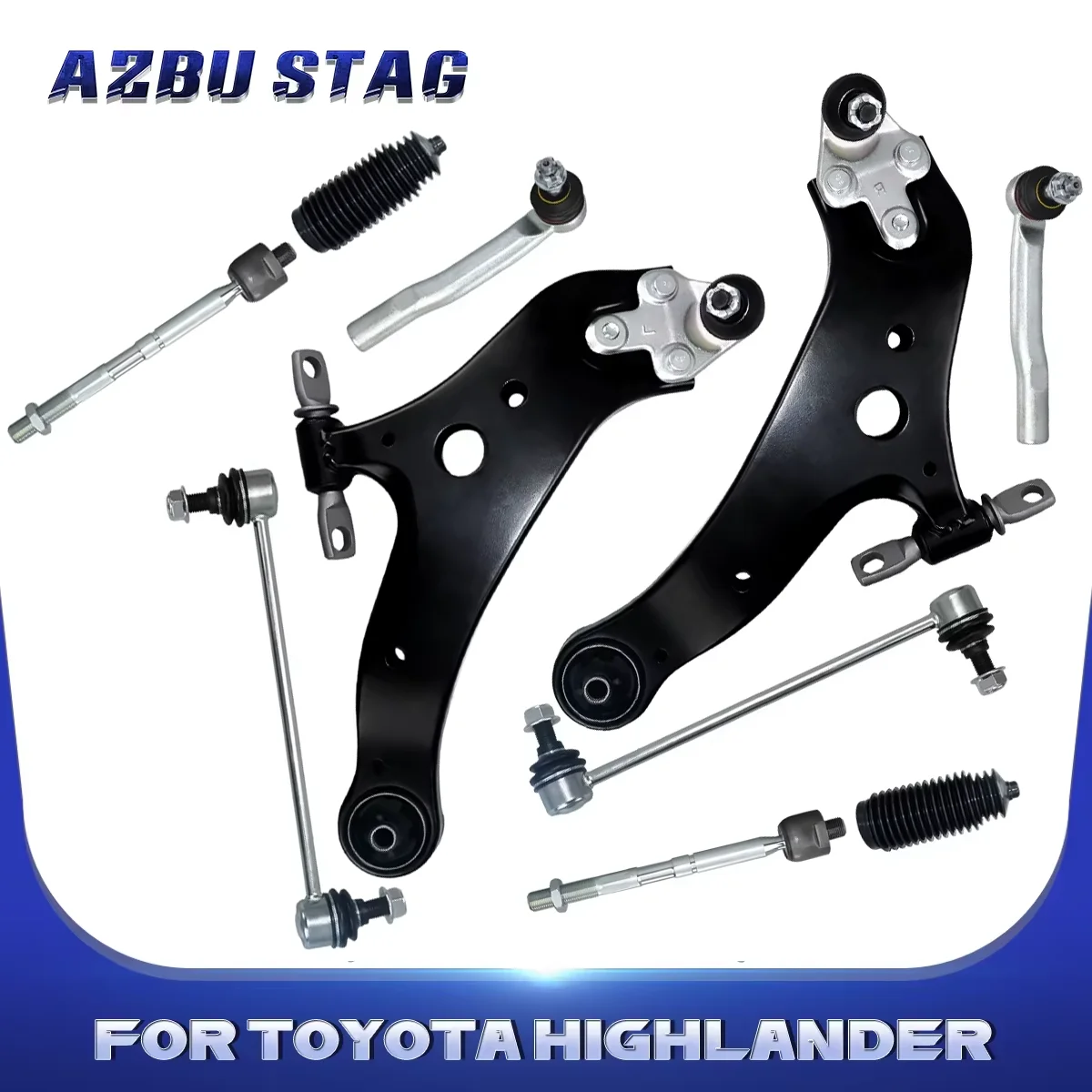 AzbuStag Front Lower Suspension Control Arm Tie Rod Sway Bar Link 10Pcs for Toyota Highlander Venza Lexus RX350 RX450h 2008-2018