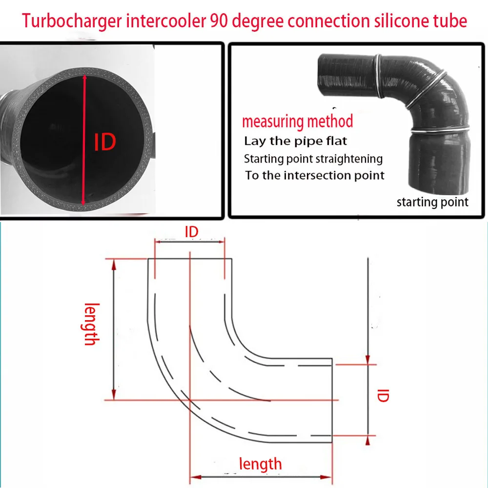 Silicone connection hose for intercooler, high-temperature anti-corrosion silicone connection tube, rubber tube, right angle con