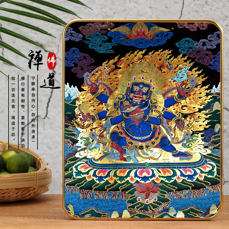 Hand drawn six arm mahagala portrait, Phnom Penh photo frame decorative painting, hanging painting