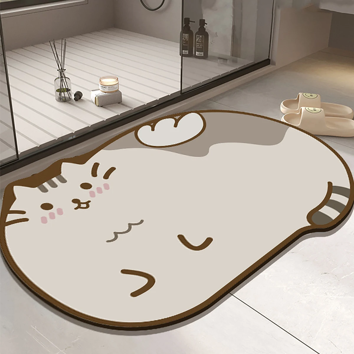 Cartoon Diatomaceous Earth Absorbent Floor Mat Household Anti Slip Bathroom Rugs Entryway Home Carpet Kitchen Decoration 발매트 