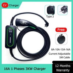 Level 2 Controller Box Electric Vehicle Home Car Charger Station Type 1 Type 2 GB/T 250 Volt 3.6KW 16 Amp EV With GBT BYD ID 4 6