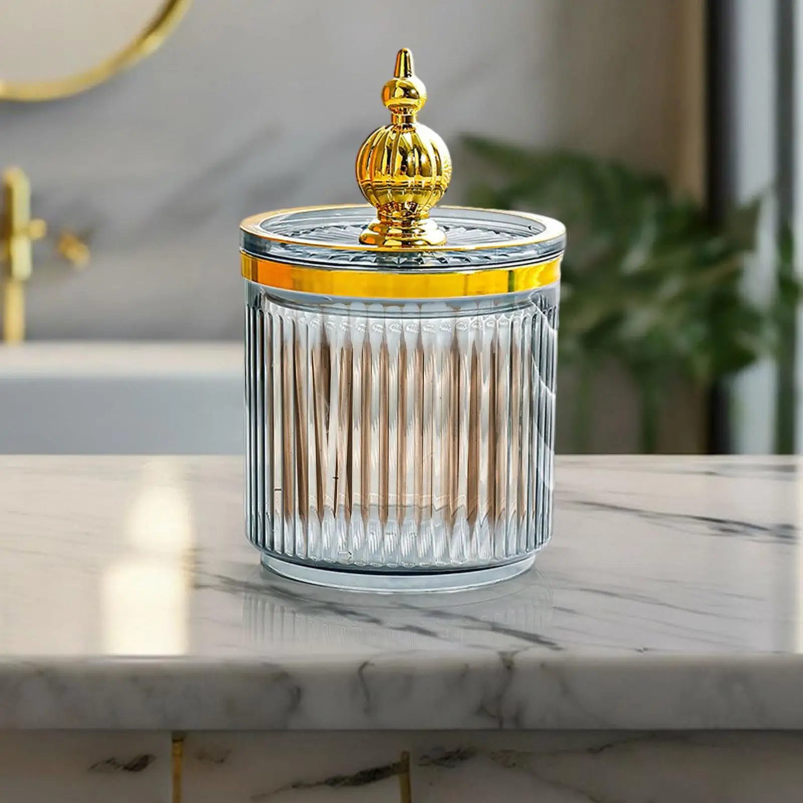 4x حاوية تخزين للمسحات القطنية والكرات، منظم الحمام