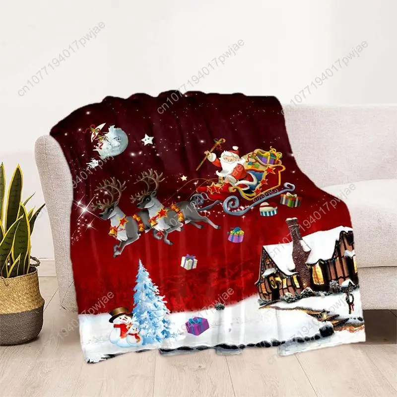 크리스마스 테마 프린트 플란넬 담요 소파 침대 여행 캠핑 거실 사무실용 맞춤형 담요