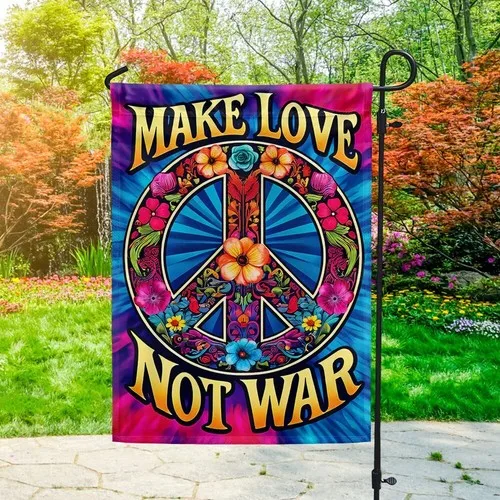 Hippie Peace Sign Flag Make Love Not War Graden Flag IIX WZZ yyi
