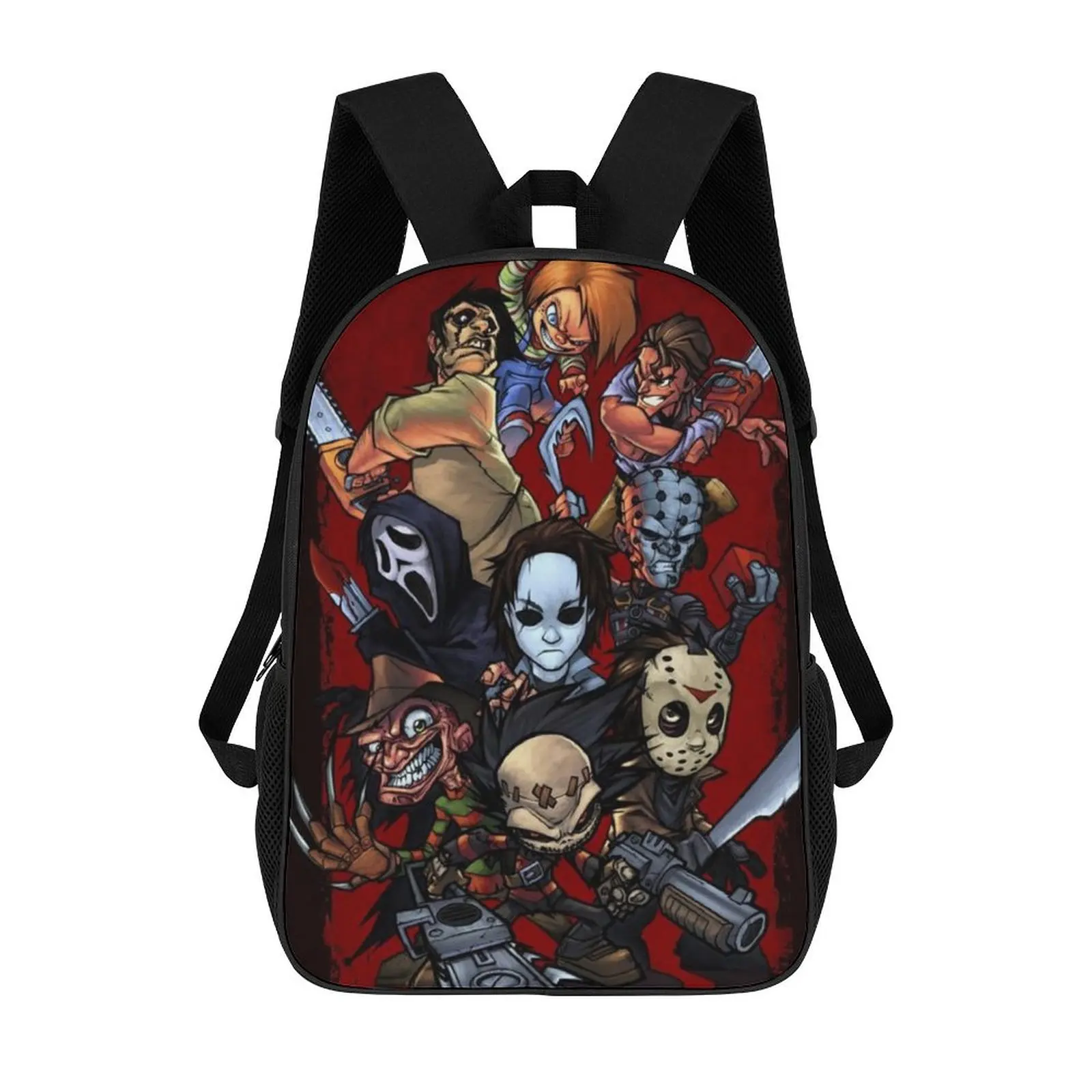 Mochila Horror para Homens e Mulheres, Jogos de Bonecas Halloween, Filme, Escola, Universidade, Bolsa de Viagem, Mala para Laptop 17"