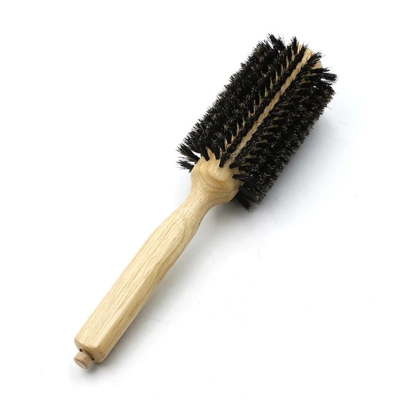 6 Sizes Wood Handle Boar Bristles Round Brush Removable Tail Professional Barber Salon Hairdressing Hair Brush Hair Round Comb