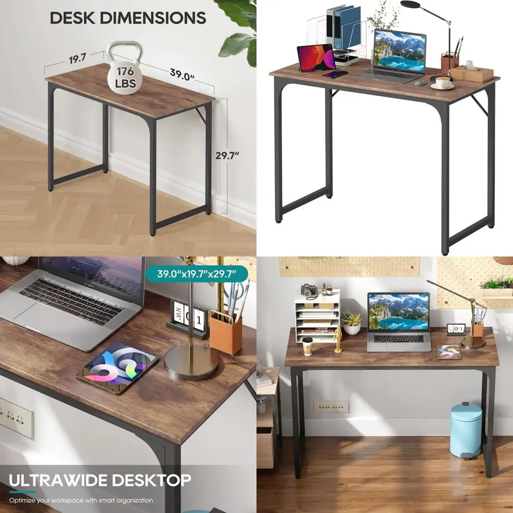 

Brown 39 Modern Home Office Desk, Simple Style for Study and Writing