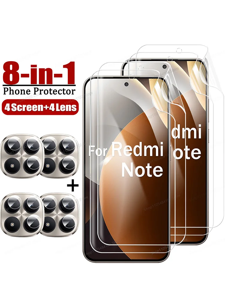 8-w-1 Folia hydrożelowa do Xiaomi Redmi Note 15 14 Pro Slim, folia ochronna na obiektyw do Redmi Note 14S 12S 11S 11 12 13 15 Pro Plus 5G 4G — 2