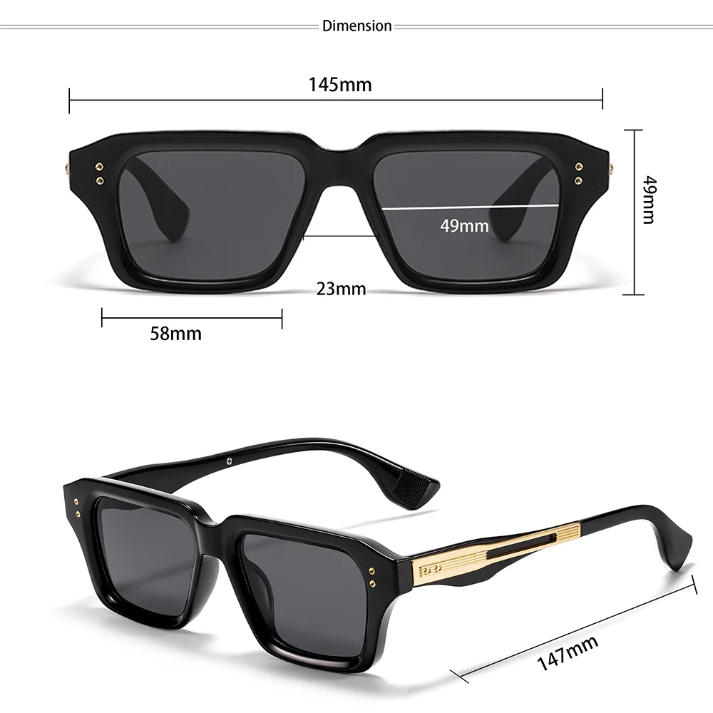 CATERSIDE Retro Quadratische Metall-Sonnenbrille für Männer, Modische Damen-Sonnenbrille, Outdoor-Reise-Fahrbrille, Dekorative Brille, UV400 – Detail 1