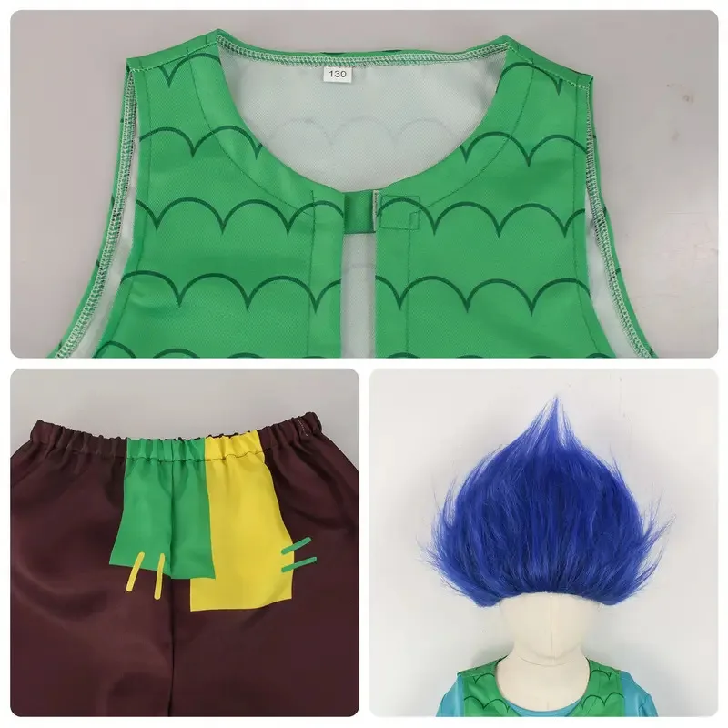 

aa69Kids Adult Anime Trolls Branch Cosplay Costume Poppy Dress Halloween Carnival Outfits Full Set with Wig & Accessories
