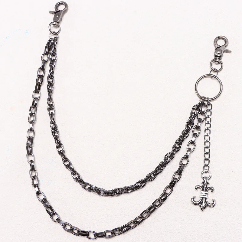 Fleur‑de‑lis Pendant Pants Chain Dark Punk Metal Waist Chain Retro Jeans Key Ring Streetwear Fashion Decor