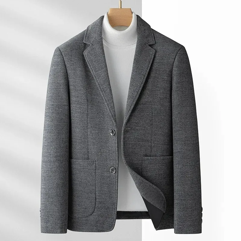 

Man Suit Coat Spring Solid Color Turn Down Collar Male Outerwear Non-ironing Long Sleeve Pocket Comfortable Versatile Men Blazer