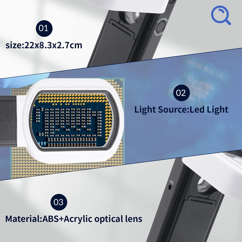 A017-Magnifying Glass With Light, 25X 10X Rechargeable Handheld And Standing Magnifier For Reading, Inspection, Jewelry