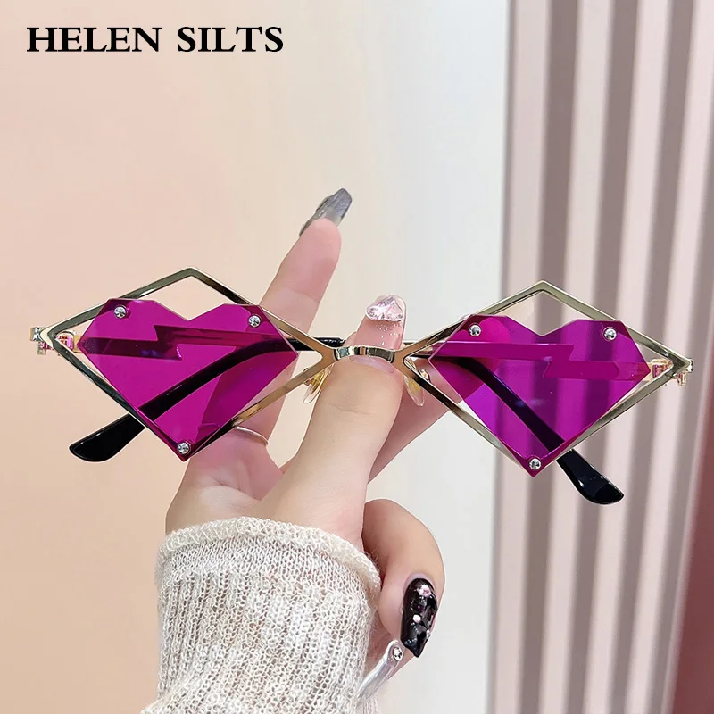 

y2k Fashion Irregular Rhombus Metal Sunglasses Women Vintage Sun Glasses Men Luxury Brand Designer Punk Popular Hip Hop Shades