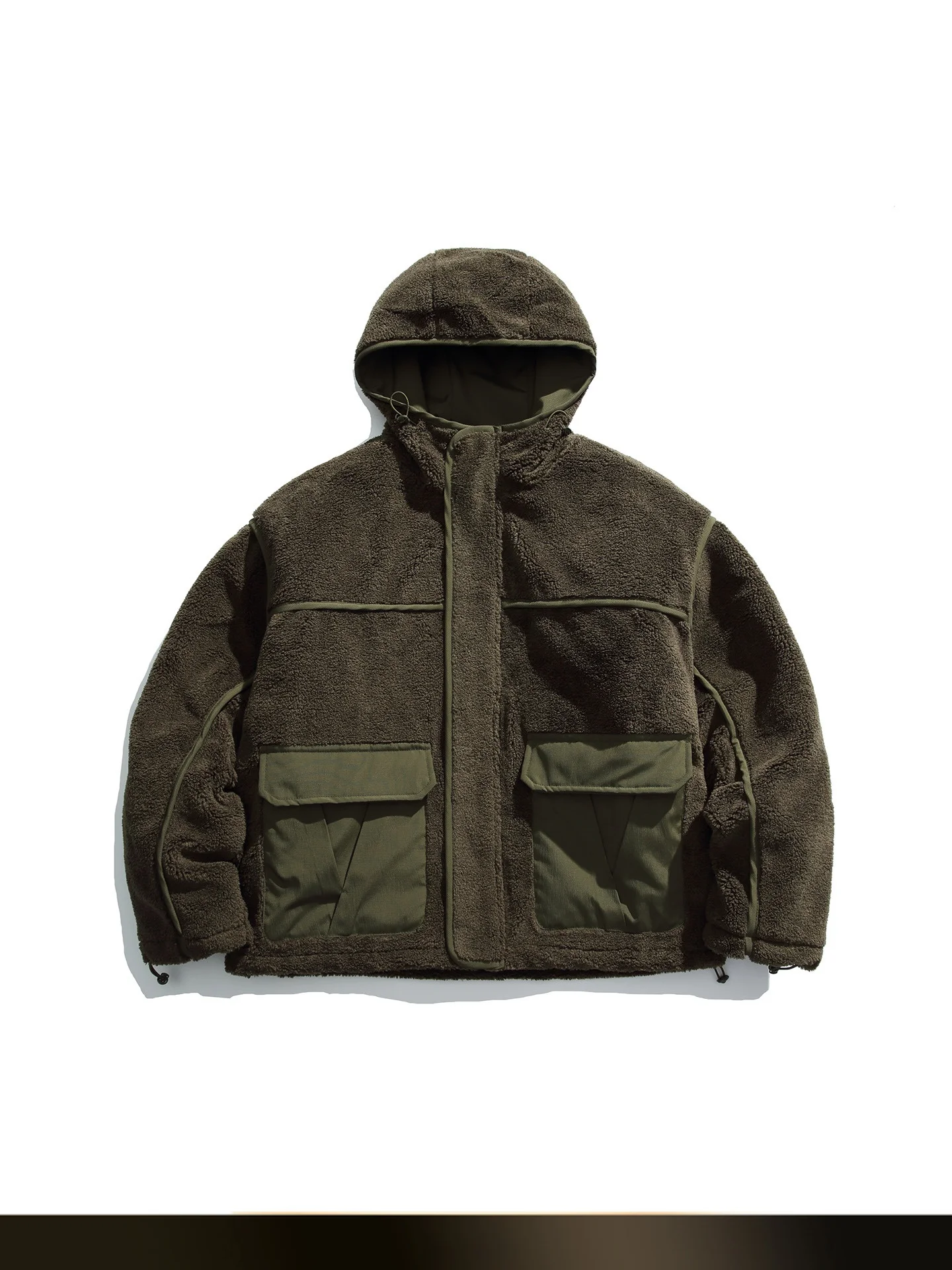 

Nted Japanese Sle Retro Thiened Lamb Fur Hooded Cotton Jaet Winter Outdoor Warm Big ket Workwear Cotton Coat for Teens