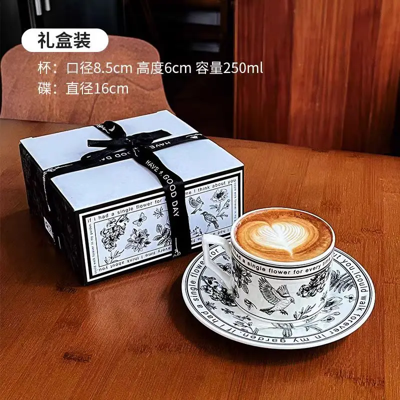 Black White Mini Coffee Pot Cup Saucer Gift Set Festival Present