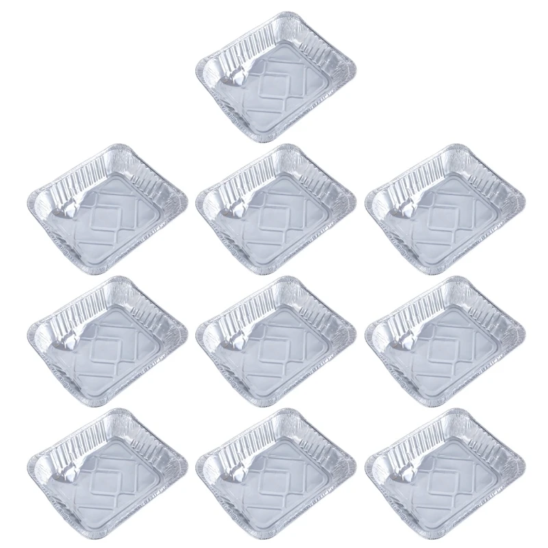 Pack of 10 Foils Tray Takeaway Container Aluminum Pans for Roasting and Storage