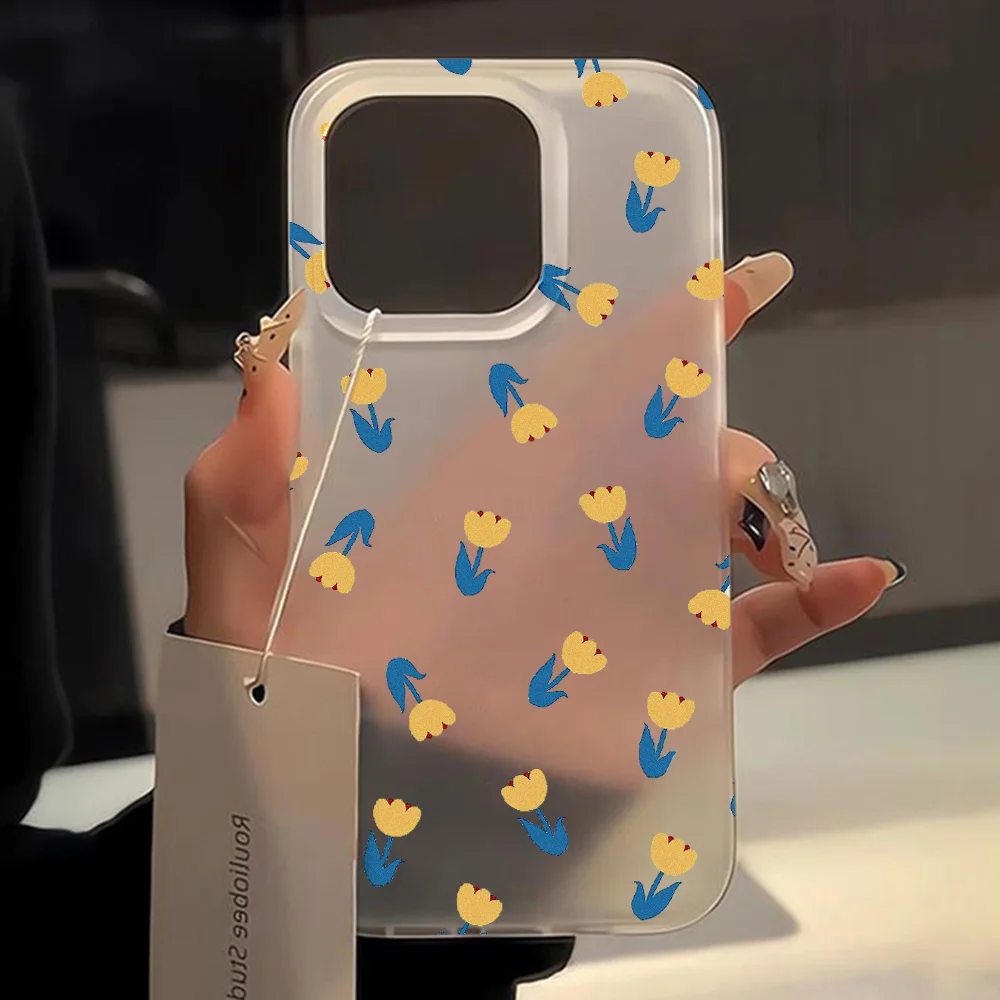 Cute Sunflowers Daisy Phone Case For iPhone 14 15 13 17 Pro Max 12 11 11Pro Max 16 Plus Cases Aesthetics Painted Silicone Cover