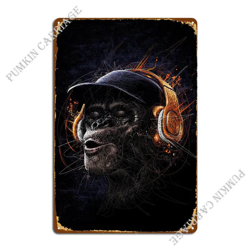 Monkey Headphone Dj Music Metal Sign Cinema Party Customize Custom Club Bar Tin Sign Poster