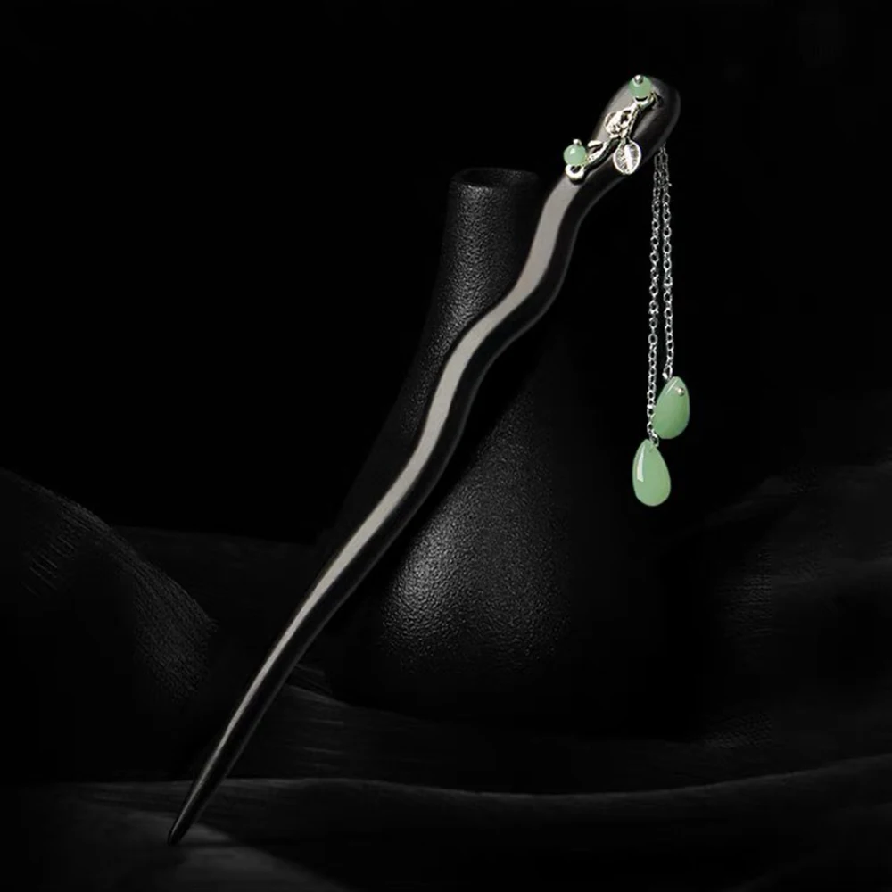 1 шт., классическая и элегантная женская деревянная заколка с кисточками, древний стиль, Cheongsam Hanfu, плетеные волосы в сочетании с головным убором