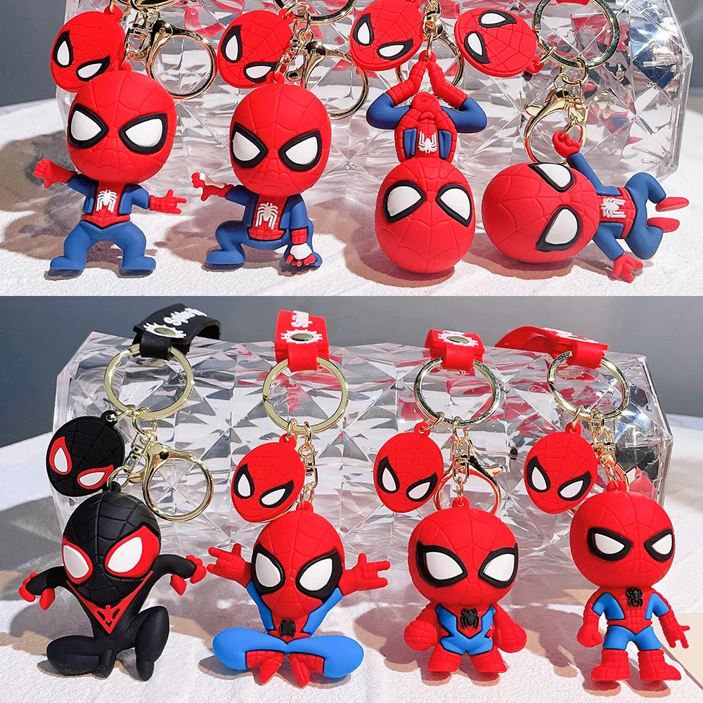 New Anime Superhero Handsome Spider Man Cartoon Character Cute Silicone PVC Pendant Decoration Keychain Children's Holiday Gift