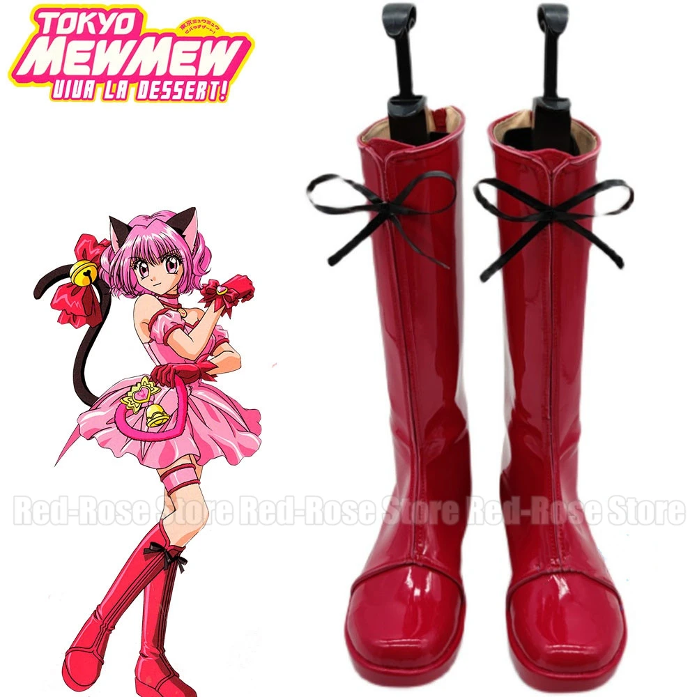 Tokyo Mew Mew Ichigo Momomiya Red Halloween Girls Long Cosplay Boots Shoes women Shoes Halloween party props