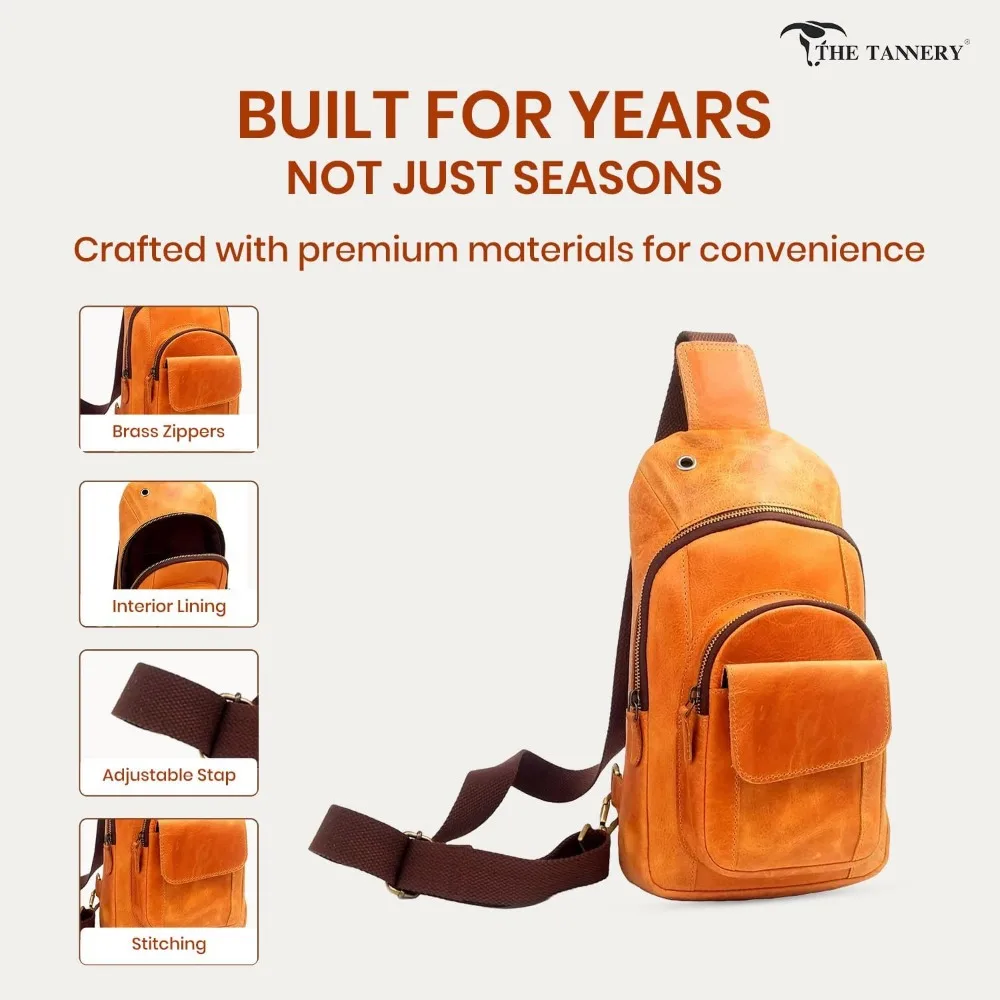 حقيبة ظهر كروس مصنوعة يدويًا من جلد الجاموس للسفر والمشي لمسافات طويلة مع حزام قابل للتعديل، للاستخدام متعدد الأغراض #2